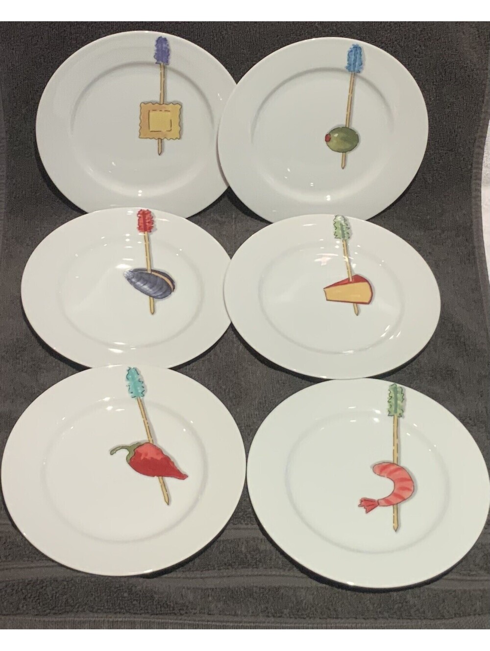 Crate & Barrel Japanese Porcelain Set of Six 6.5” ‘Tidbits’ Appetizer Plates